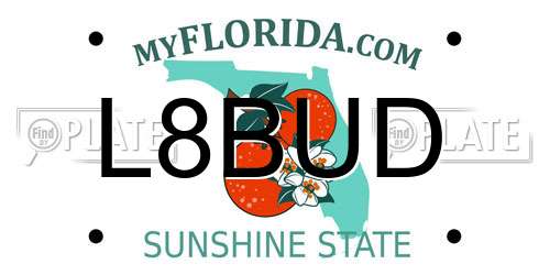 L8BUD Florida License Plate