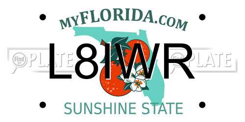 L8IWR Florida License Plate