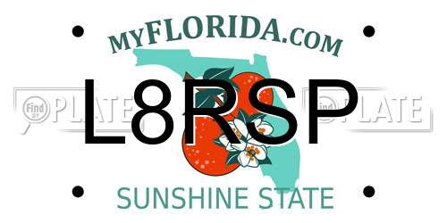 L8RSP Florida License Plate