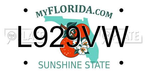 L929VW Florida License Plate