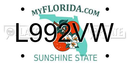L992VW Florida License Plate