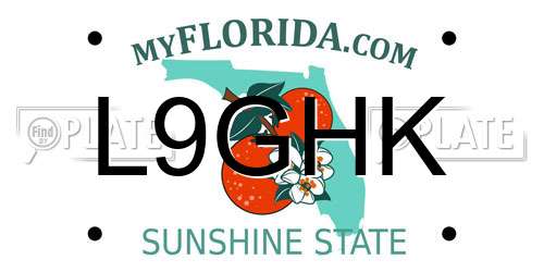 L9GHK Florida License Plate