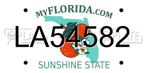 LA54582 Florida License Plate