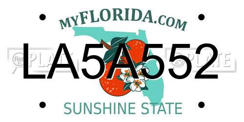 LA5A552 Florida License Plate