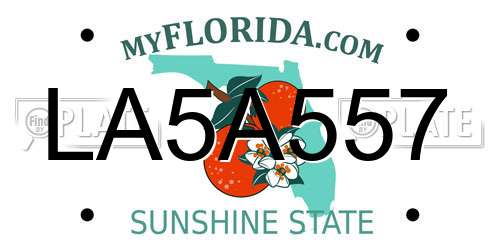LA5A557 Florida License Plate
