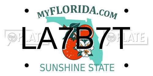 LA7B7T Florida License Plate