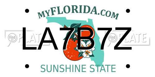 LA7B7Z Florida License Plate