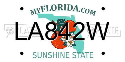 LA842W Florida License Plate