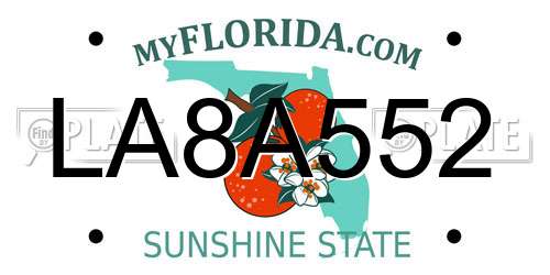 LA8A552 Florida License Plate