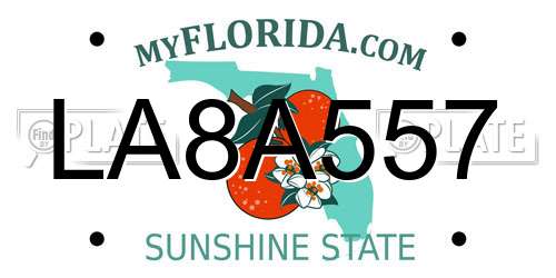 LA8A557 Florida License Plate