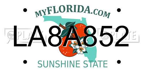 LA8A852 Florida License Plate