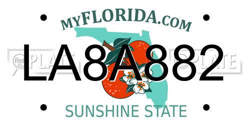LA8A882 Florida License Plate