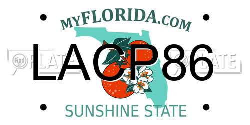 LACP86 Florida License Plate