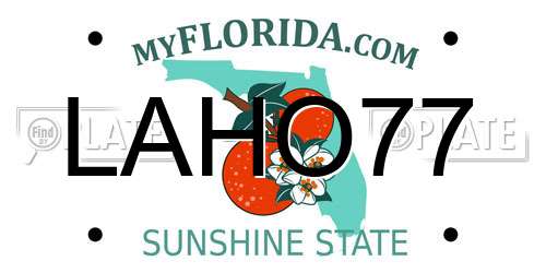 LAHO77 Florida License Plate