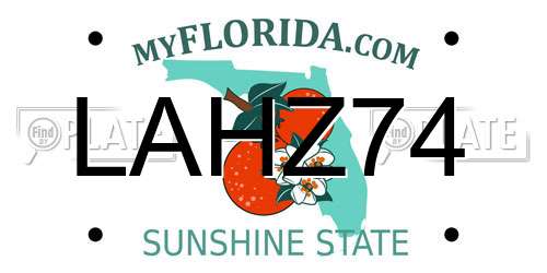 LAHZ74 Florida License Plate