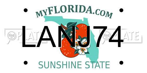 LANJ74 Florida License Plate