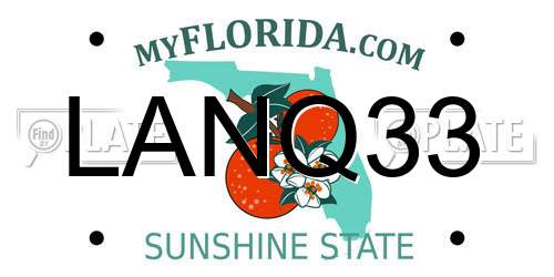 LANQ33 Florida License Plate