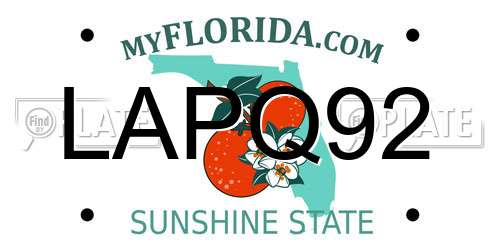 LAPQ92 Florida License Plate