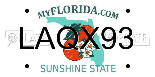 LAQX93 Florida License Plate