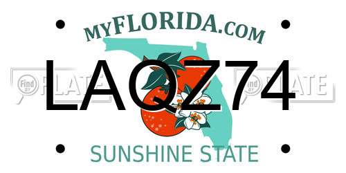 LAQZ74 Florida License Plate