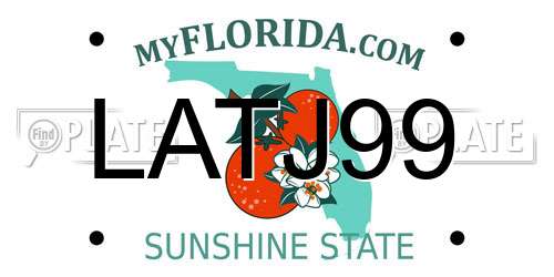 LATJ99 Florida License Plate