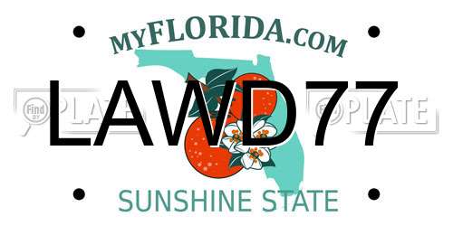 LAWD77 Florida License Plate
