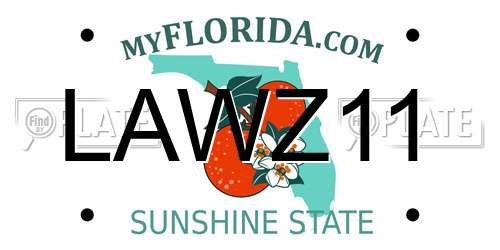 LAWZ11 Florida License Plate