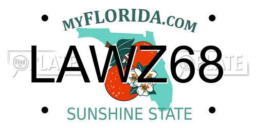 LAWZ68 Florida License Plate