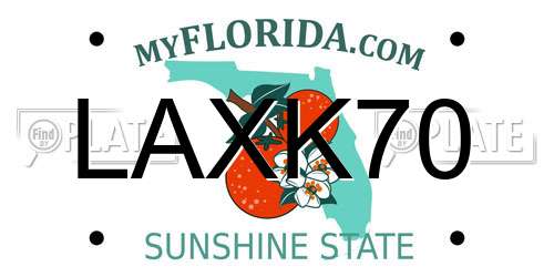 LAXK70 Florida License Plate