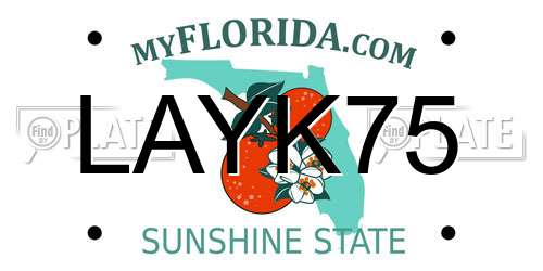 LAYK75 Florida License Plate