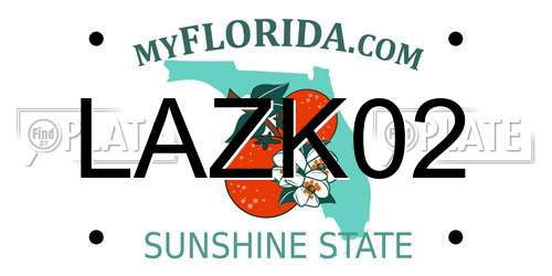 LAZK02 Florida License Plate