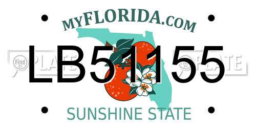 LB51155 Florida License Plate