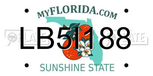 LB5I188 Florida License Plate