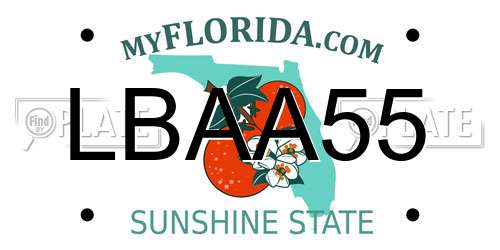 LBAA55 Florida License Plate