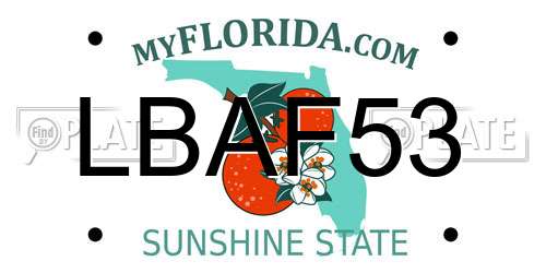 LBAF53 Florida License Plate