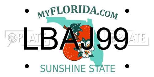 LBAJ99 Florida License Plate