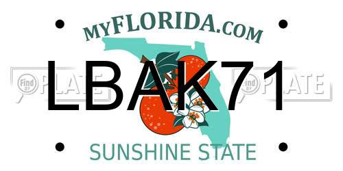 LBAK71 Florida License Plate