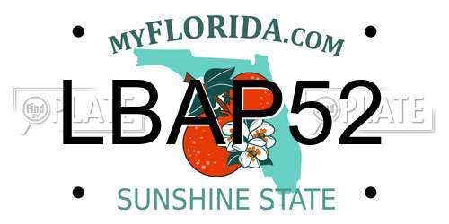 LBAP52 Florida License Plate
