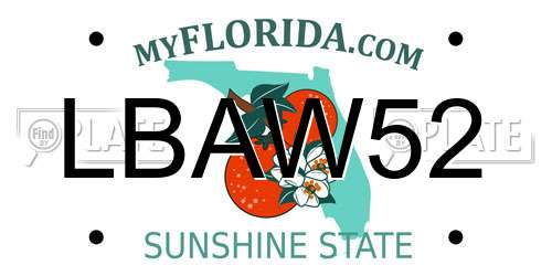 LBAW52 Florida License Plate