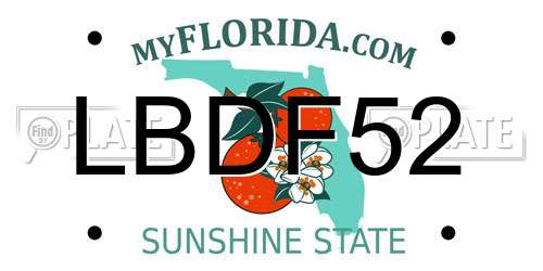 LBDF52 Florida License Plate