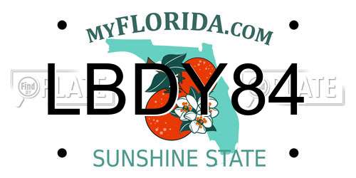 LBDY84 Florida License Plate