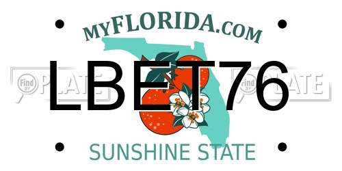 LBET76 Florida License Plate