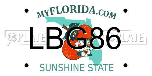 LBG86 Florida License Plate