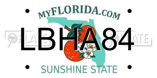 LBHA84 Florida License Plate