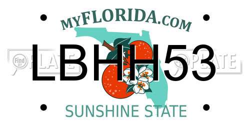 LBHH53 Florida License Plate