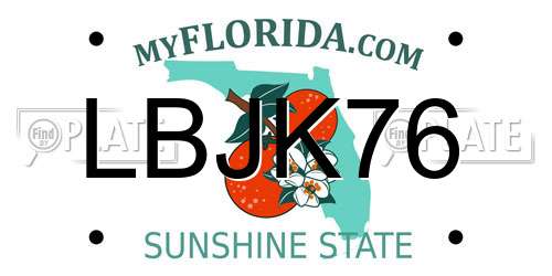 LBJK76 Florida License Plate