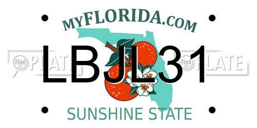 LBJL31 Florida License Plate