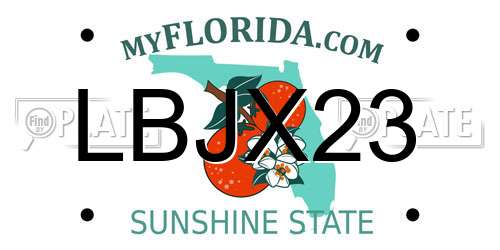 LBJX23 Florida License Plate