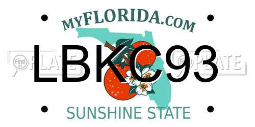 LBKC93 Florida License Plate