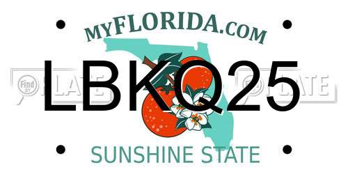 LBKQ25 Florida License Plate